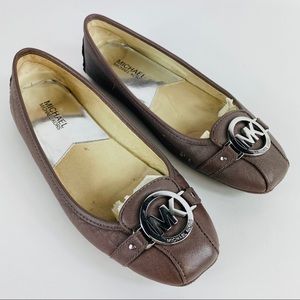 MICHAEL KORS SIZE 8 M Khaki Clay Leather FLAT LOAF